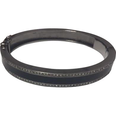 Black Enamel and Diamond Bangle