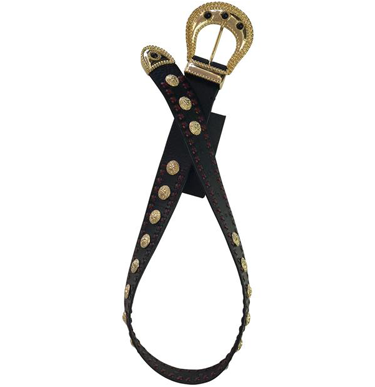 Gabrielle black leather belt with silver studs