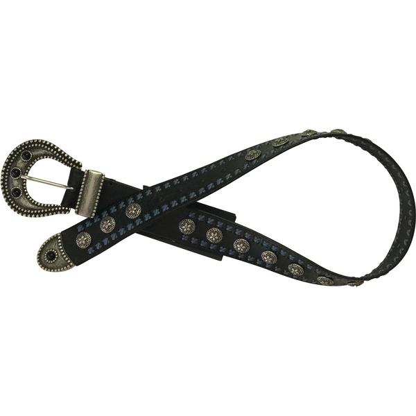 Gabrielle black leather belt with silver studs